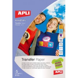 Papel Transfer Para camisetas 5hojas APLI