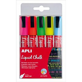 Pack de 5 rotuladores Tiza Líquida APLI