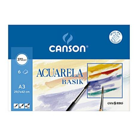 Pack 6 Basik 370g 297x420 A3 CANSON