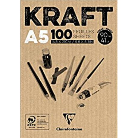 Bloc Papel Kraft 100h A5 Clairefontaine