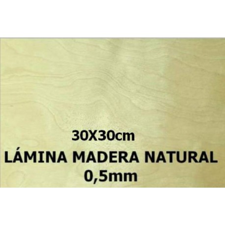 Hoja de Madera Natural 0,5mm 30x30cm