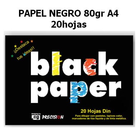 Papel Negro Mate 80gr  A4 Bloc 20h