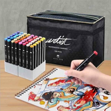 Set De 20 Feutres Pinceaux Aquarellables Alex Bog Deluxe – Pointe Pinceau, Couleurs Variées
