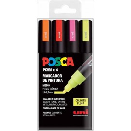 Caja 4 colores Fluor  PC-5 POSCA.